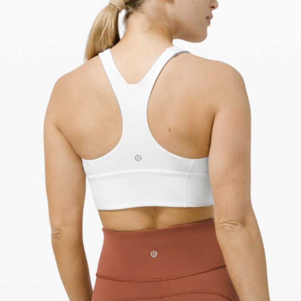 Lululemon Wunder Train Long-Line Bra Medium Support C/D Cups White Everlux Sz 8